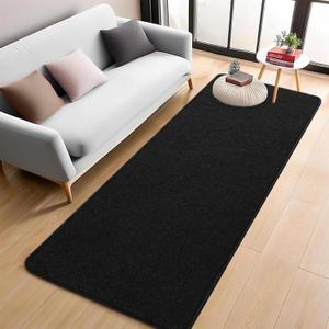 2x6 Bedside Runner Rug, Black Hallway Area Rugs for Bedroom, Low Pile Washable Modern Memory Foam Carpet, Non Slip Soft Carpets for Entrance Kitchen Laundry Living Room Decor