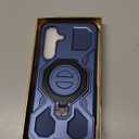 Vaki for Samsung Galaxy S25 FE Case with Tempered Glass Screen Protector, Heavy Duty Military Grade Shockproof Protective Cover 360 Ring Magnetic Kickstand Cell Phone Case for Samsung S25 FE (Blue)