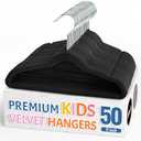 Smartor Premium 11 Inch Baby Hangers 50 Pack, Black Kids Velvet Hanger, Non Slip, Space Saving Felt Hangers Clothes Organizers for Closet with 360° Swivel Hook for Children, Infant & Toddler