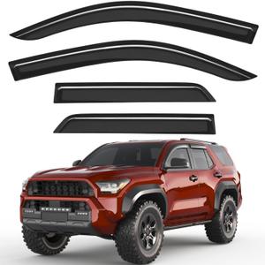 Outside-Mount Window Rain Guards Fit for 2025 2026 Toyota 4Runner, Extra Durable Window Visors Wind Deflector Dark Smoke Vent Shades Car Tape-on with Thicker 4PCS