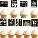 2 x Ercadio 36PCS Happy 50th Birthday Cupcake Toppers Glitter Fifty Vintage 1975 Cake Picks Cheers to 50 Fabulous Older Wiser Hotter Cake Decor for 50th Birthday Wedding Anniversary Party Supplies