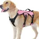 rabbitgoo Escape Proof Dog Harness Large Dogs, Soft Padded Full Body Pet Harness, Reflective Adjustable No Pull Vest with Lift Handle and Leash Clip for Walking Hiking Training, Light Pink, L (Large (Pack of 1))
