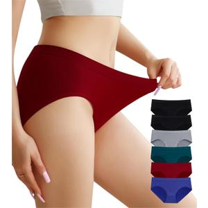 OLIKEME Women's Underwear Wicking Stretch Hipster Panties for Women Breathable Full Coverage No Show Underwear 6 Pack (Medium-Large, Multicolor)