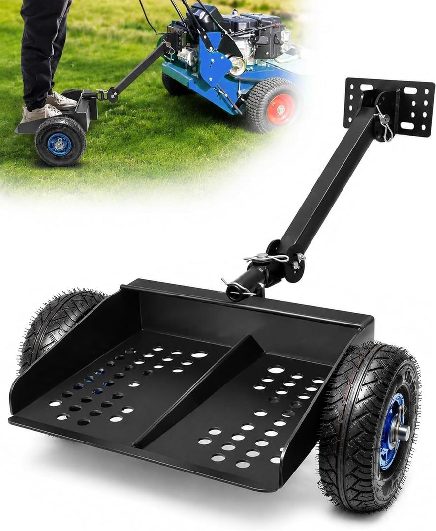 Walk Behind for Mower Sulky, Two Wheels Lawn for Mower Sulky with 10" Tires