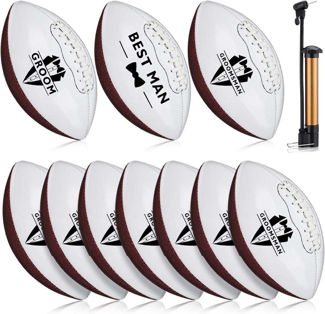 Hollowfly 10 Pcs Wedding Groomsmen Proposal Football Gifts Bulk Will You Be My Groomsman Ring Proposal Keepsakes Football Groomsmen Gift