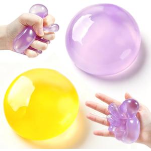 2 Pcs Coconut Oil Squishy, Shapeable No Rebound Stress Relief Ball, Fun Sensory Fidget Toy, Study Work Relaxation Desk Decor, Fun Anxiety Gift for Adults & Kids. (Purple+Orange)