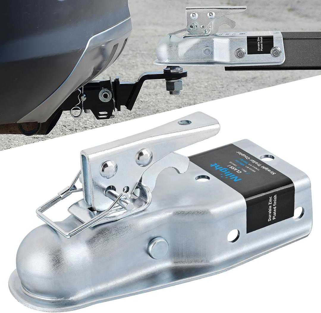 Nilight Straight Trailer Coupler with Security Latch&Chain for 1-7/8 Inch Hitch Ball, 3-Inch Channel,2000 LBS,Heavy Duty Trailler Tongue Coupler for Station Wagon, Truck, Bolted & Welded Installation