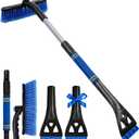 34" Extendable Ice Scrapers for Car Windshield 2-in-1 Snow Brush for Car Snow Scraper for Car Snow Scraper and Drush with Ergonomic Foam Grip for Cars, Trucks, SUVs with 360 Pivoting Brush Head Blue