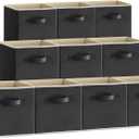 Lifewit Collapsible Storage Cubes, 11 Inch Foldable Fabric Bins, Multi-color Organizers, Decorative Organizing Baskets for Shelves, Closet, Utility Room, Storage Room, Set of 10,Black