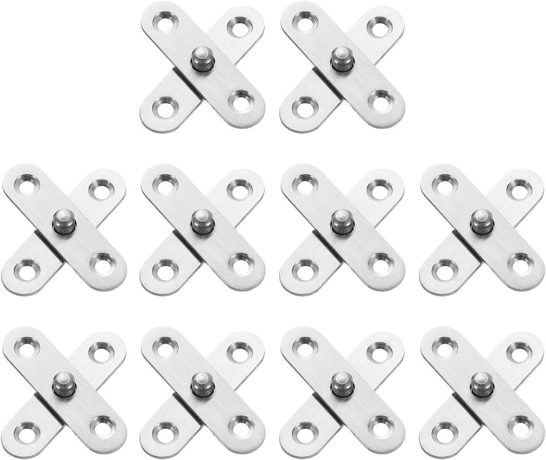 uxcell 10Pcs 360 Degree Rotating Pivot Hinges, 57 x 16.3mm Stainless Steel Centre Shaft Concealed Hidden Hinge for Home Kitchen Swinging Cabinet Doors, Silver