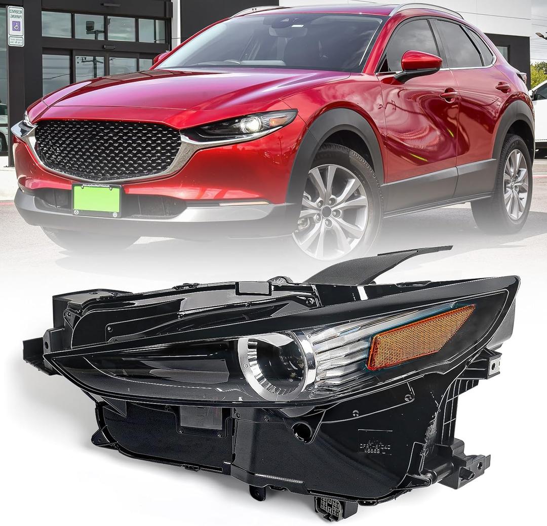 Huray Full LED Headlight Assembly for Mazda CX-30 CX30 2020 2021 2022 2023 w/o AFS LH Front Projector Headlamp OE Factory Replacement for MA2502159 Left Driver Side