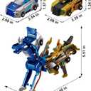 Magnetic Dinosaur Car Toy - 2 in 1 Crash & Transform Vehicle to Dino, No Battery Needed for Kids Age 3-12, Birthday Gift (Gold Blue)