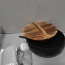 Carbon Steel Wok Pan, 9.5" Woks & Stir-Fry Pans with Wooden Lid Cookwares, Nonstick Wok Flat Bottom Small Handmade Chinese Wok For for All Stoves