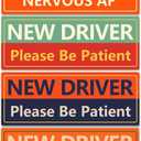 LogFaadCoi 4-Pack 'New Driver' Reflective Magnetic Signs - Removable Safety Warning Bumper Stickers for Cars, Large Size, Durable for Novice & Student Drivers (American Vintage)