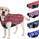 CuteBone Winter Dog Jacket - Reversible, Adjustable, Windproof & Waterproof - Thick Dog Coat for Small to Large Dogs (Large, Red Plaid)