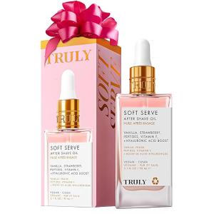 Truly Beauty Soft Serve After Shave Oil | Hydrating Treatment for Ingrowns & Irritation | Peptides, Hyaluronic Acid & Strawberry Extract | Soothes & Smooths Skin | Strawberry Vanilla Scent (3.1 Fl Oz)