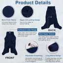Fleece Dog Pajamas, Fullbody Pullover Jumpsuit (Navy, 3XL)