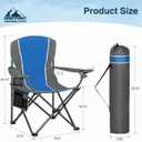 HIGH POINT SPORTS Portable Camping Chair, Heavy Duty Outdoor Folding Chair with Armrest, Foldable Camp Chair with Cup Holder for Camping, Support 350 LBS, Blue-Gray, 2 Pack, Twin Pack