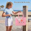 Large EVA Tote, Water Resistant, Sand Resistant Beach Bag for Women, Pink