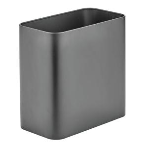 mDesign Small Metal 2.4 Gallon/9 Liter Trash Can Wastebasket Garbage Bin for Bathroom, Slim Rubbish Waste Bin Trashcans - Mirri Collection - Graphite Gray (Pack of 1)