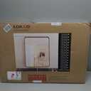 LOAAO 30X30 Bathroom Mirror with Wood Grain Colored Metal Frame, Rounded Rectangle Metal Framed Bathroom Mirror, Anti-Rust, Hangs Horizontally or Vertically