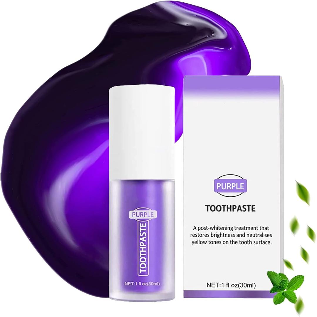 Purple Toothpaste for Extra Teeth Whitening, Stain Removal, Purple Tooth Gel Suitable for Sensitive Teeth and Gum Repair
