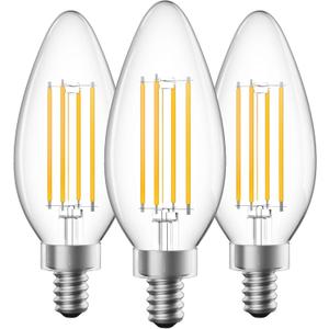 SHINESTAR E12 Candelabra LED Light Bulb, 60W Equivalent, Warm White 2700K, Dimmable Chandelier Light Bulbs, Decorative Candle Bulb, 500 Lumen, 3-Pack