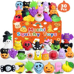 30 Pcs Halloween Mochi Squishy Toy for Kids, Party Favors Non Candy Treats