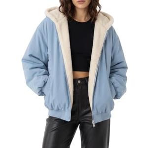 Arssm Womens Winter Coats Hoodie Fleece Lined Reversible Jacket | Warm Jackets for Women, Oversized Jacket, Baggy Jackey, Zip Up Sherpa Coat, Outerwear XL