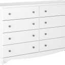 Prepac Sonoma 8 Drawer Double Dresser for Bedroom, Wide Chest of Drawers, Bedroom Furniture, Clothes Storage and Organizer, 17.25" D x 59" W x 37" H, White