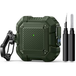 for AirPods 4 Case, Compatible with Apple AirPods 4th Generation Case Cover with Secure Lock& Keychain &Cleaner Kit, Full Body Shockproof Protective Case Hard Shell (2024)