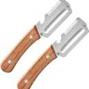 2PCS Multifunctional Vegetable Peeler, Premium Vegetable Peeler with Wooden Handle, 3-in-1 Peelers For Kitchen with Bottle Opener, Stainless Steel Blade Kitchen Tool for Vegetables Fruit
