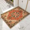 Collive Indoor Door Mat Retro Floor Mat, Non Slip Washable Doormat Quickly Absorb Welcome Mats Low-Pile Front Door Rug Inside Entryway Carpet for Entrance - 32"x48"