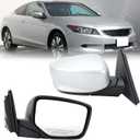 Right Passenger Alabaster Silver Metallic Side Mirror Compatible with Honda Accord 2008 2009 2010 2011 2012 Power Glass Heated Manual Folding Door Mirrors 5 Pins
