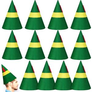 12 Pcs Christmas Elf Hats Adults Bulk Santa Hat Christmas Elf Costume Accessories for Men Women Xmas Cosplay Party