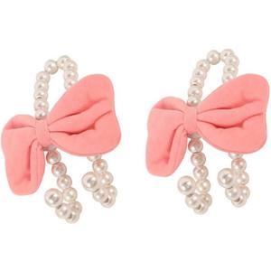 2 PCS Car Pearl Headrest Hooks, Bow-shaped Pearl Headrest Hook, Cute Elegant Auto Seat Back Hook, Universal Car Interior Decoration for Women Girls (Pink)