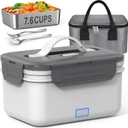 Herrfilk Cordless Electric Lunch Box for Adults, 1.8L/61oz Rechargeable Portable Food Warmer, 4in1 Ultra Quick Heated Lunch Box Food Heater for Travel/Car/Out Work, New Year White Elephant Gifts