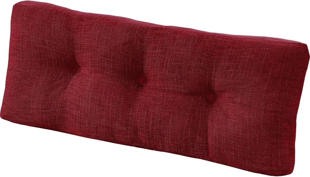 downluxe Indoor Bench Cushion for Indoor Furniture, Non-Slip Tufted Overstuffed Textured Foam Bench Seat Cushion, 1 Pack, 36" X 14" X 4", Red