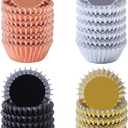 Elcoho 600 Pieces 1.25 Inch Mini Size Foil Metallic Cupcake Liners Muffin Paper Cases Baking Cups (Gold, Silver, Rose Gold, Black)