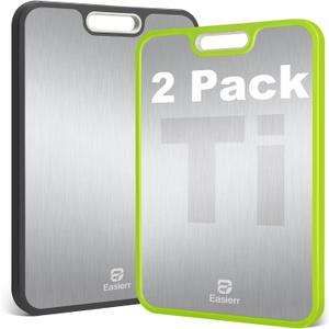 2 Pack Large Titanium Cutting Board 16 x 11 Inch, Cutting Boards Set for Kitchen, Versatile for Chopping, Serving, Bread, Meat, Veggies - Pure Titanium and Wheat Straw PP, 2 Pcs (Green & Gray)