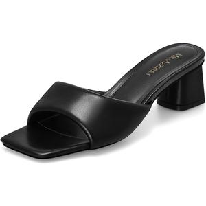 MIRAAZZURRA Mule Heels for Women Square Open Toe Heels Chunky Block Heel, Slip on Heeled Sandals Dress, Slide Shoes,, Size 12