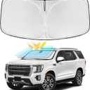 for GMC Yukon/Yukon XL 2021-2025 Windshield Sun Shade - 4 Layers Car Sunshades for Front Windows Shade Cover Custom Fit Yukon Sun Visor 240T Retractable Shade Blocks UV Rays Car Accessories