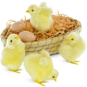 Baby Chick 7 Set, Simulated Chicken Sound Figurine Lifelike Stuffed Farm Animal, Realistic Chicken Plush Easter Chicks Photography Props Home Decor Chirping Furry Little Chicken Birthday Gift
