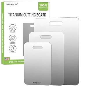 Titanium Cutting Boards For Kitchen, 100% Pure Cut Titanium Cutting Board, Food Grade Quality, Double-sided non-toxic, Easy To Clean, Dishwasher Safe And Will Not Absorb Odors(14L*10W)