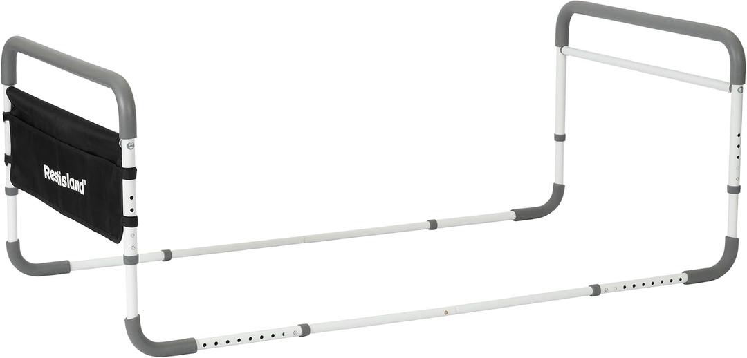 Dual Bed Side Hand Rail, Bed Assist Rail Adjustable Medical Hospital Assistive Devices Bed Rails for Elderly Adults, Fits Queen, Full & Twin Beds