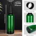 20 Pack 750 ml Green Empty Wine Bottles with Caps Bulk Plastic Champagne Wine Bottle Bordeaux-style Long Neck Liquor Coquito Bottles with Screw and Seals for Drinking