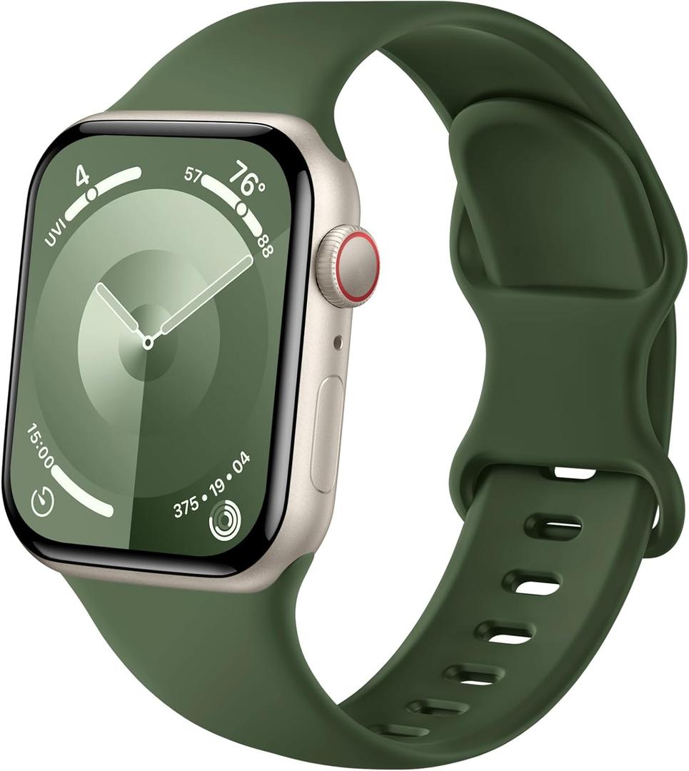 2 x Sport Band Compatible with Apple Watch Band 44mm 45mm 46mm 40mm 42mm 38mm 41mm 49mm, Soft Silicone Waterproof Replacement Strap for iWatch Watch Series 11 10 9 8 7 6 5 4 3 2 1 SE Ultra Women Men (Army Green)