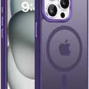 PuyaTeya Magnetic for iPhone 15 pro Phone Case, Compatible with Magnetic Devices Military-Grade Drop Protection Translucent Matte Shockproof Anti-Scratch Case for iPhone 15 pro (Deep Purple)