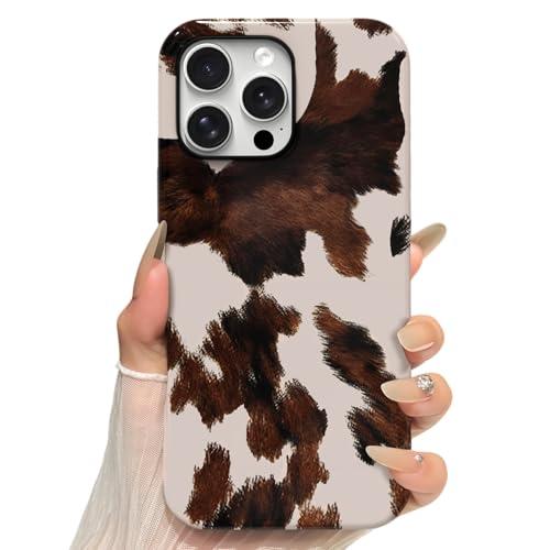 Skyseaco for iPhone 16 Pro Max Case, Treny Cow Print Phone Case Hybrid 2-Layer Hard Shell,Shockproof Soft for Girl Women Boy Men