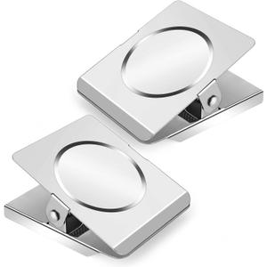 Grtard Strong Magnetic Clips, 2.2 Inch Extra Large Magnetic Clips Heavy Duty, 2Pack Magnet Clip for Fridge, Clip Magnets for Refrigerator, Whiteboard, Classroom, Kitchen, Office Organizer (Silver)